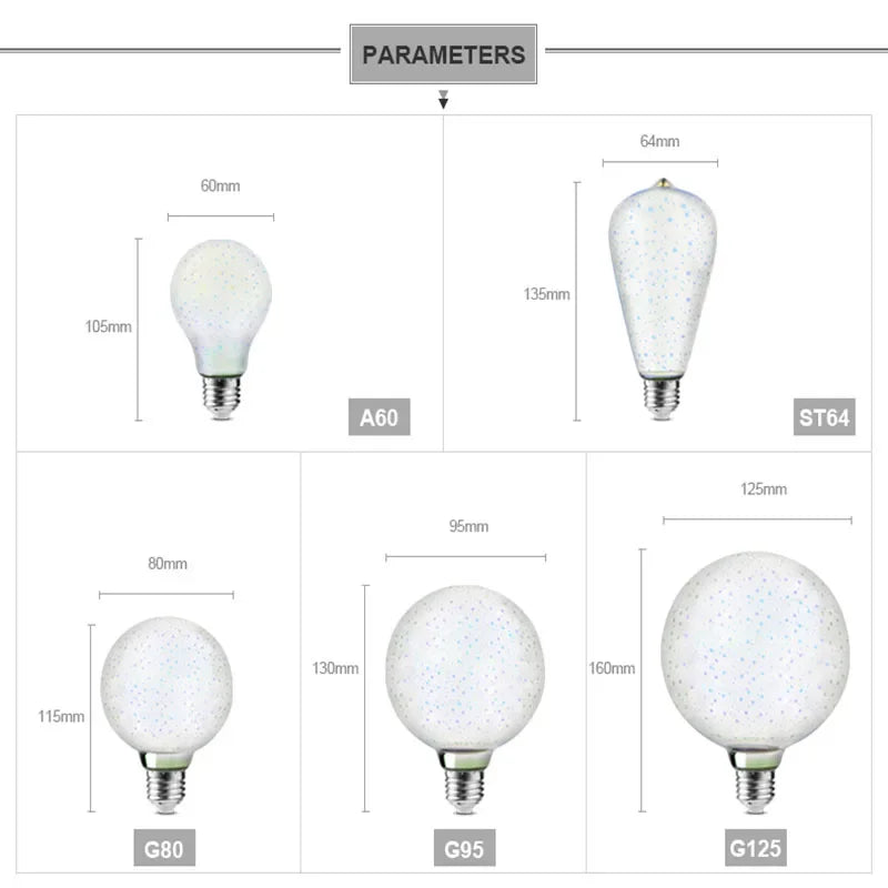 1-6Pcs Table Lamps Colorful Fire-Works Effect LED 3D Light Vintage Bulbs 3D Lamp 110V-240V Home Bar Night Light Christmas Deco