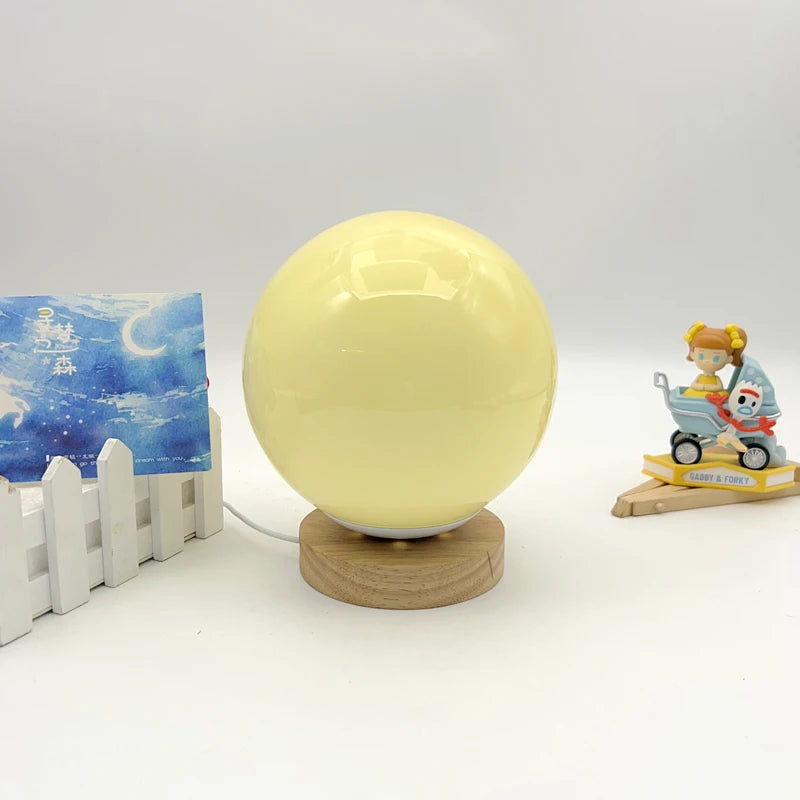 Glass Globe Table Lamp Modern Minimalist Dimmable Rechargeable Ambient Light for Living Room Study Bedroom Bedside Bar