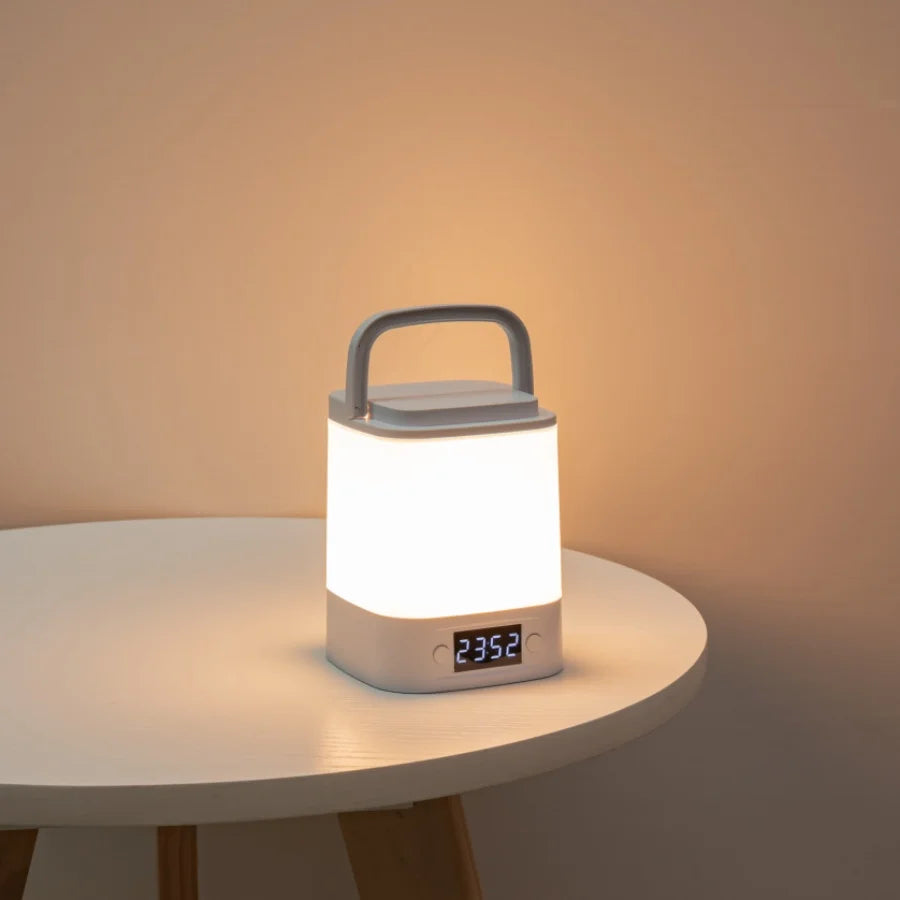 LED Table Lamp with Clock Time Display Desk Book Light Remote Dimmable Reading Lamp for Bedroom Bedside Night Light Rechargeable