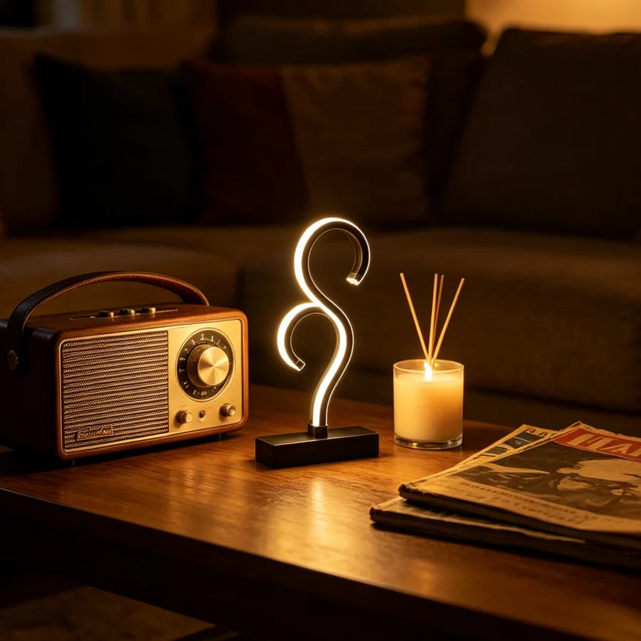 1PC Double Question Mark Creative Desk Lamp with USB Power Plug and Three Color Lighting