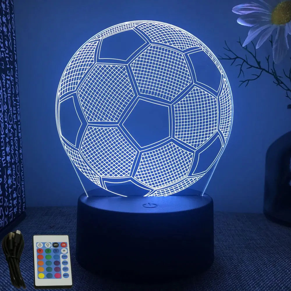 3D Football Lamp Illusion Child LED Night Light Luminous Soccer Ball Touch Nightlight Kids Bedroom Decoration Table Lamp Gifts