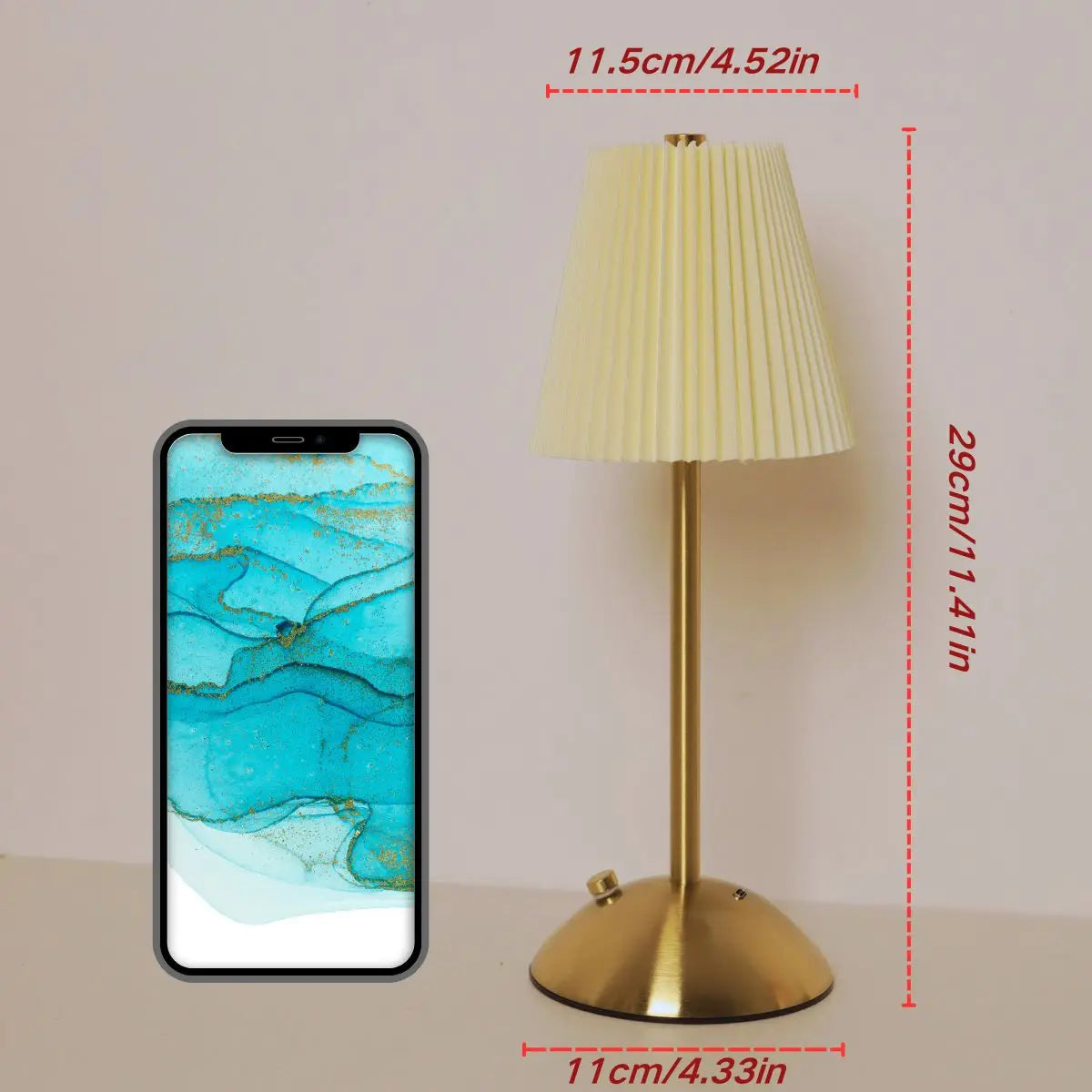 Minimally Pleated Decorative Desk Lamp with Touch Charging Three Color LED Lights for Bedroom and Living Room Decoration