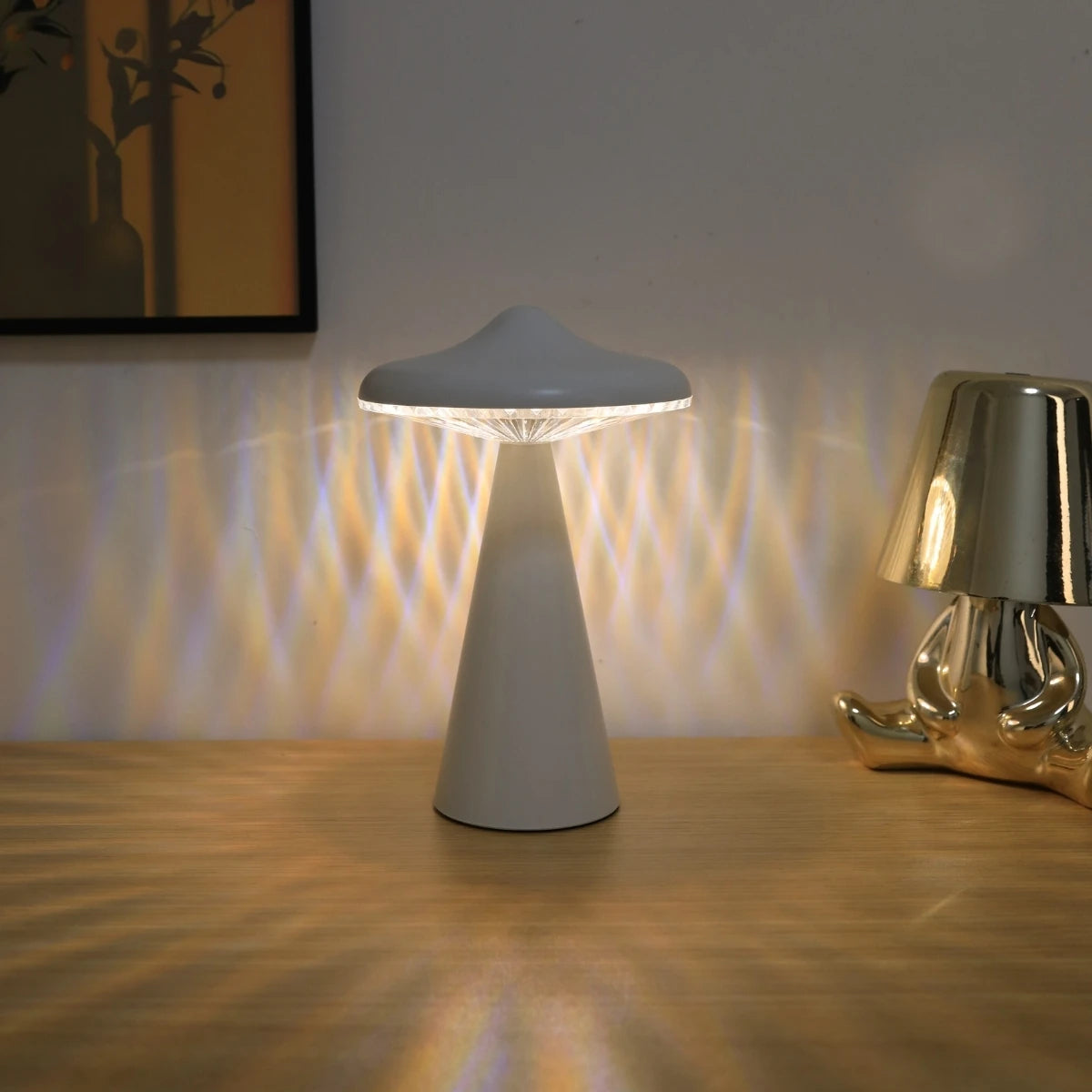 Novel UFO Night Light LED Desk Light USB Charging Dimmable Reading Light Bedside Bedroom Decoration Touch Desk Light