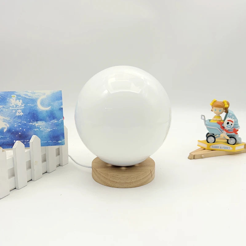 Glass Globe Table Lamp Modern Minimalist Dimmable Rechargeable Ambient Light for Living Room Study Bedroom Bedside Bar