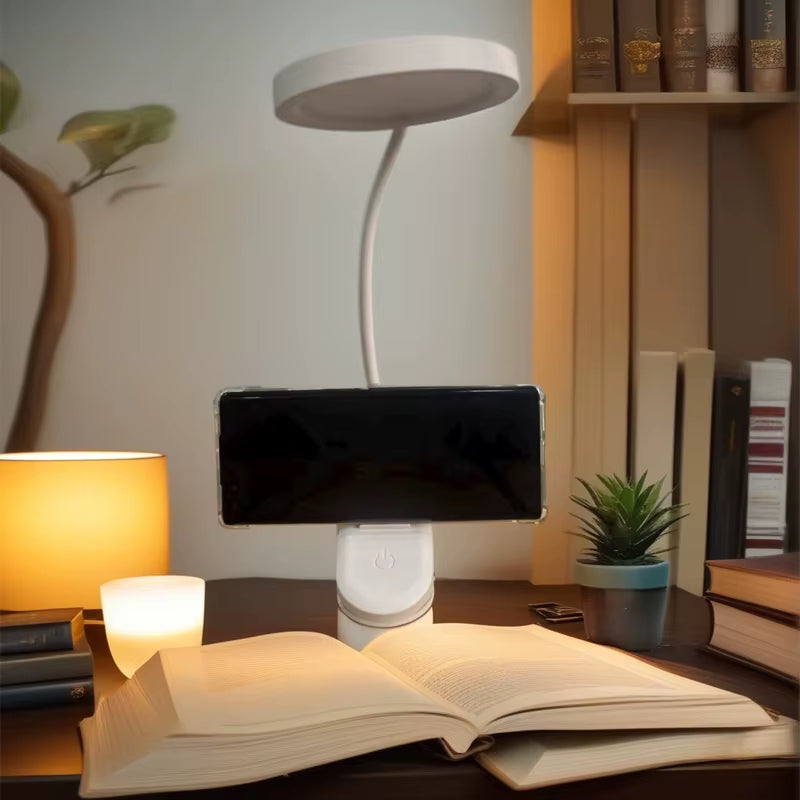 USB Rechargeable Clip on Desk Lamp, 3 Color Temperatures & Dimmable, LED Reading Light for Study Office Bedroom