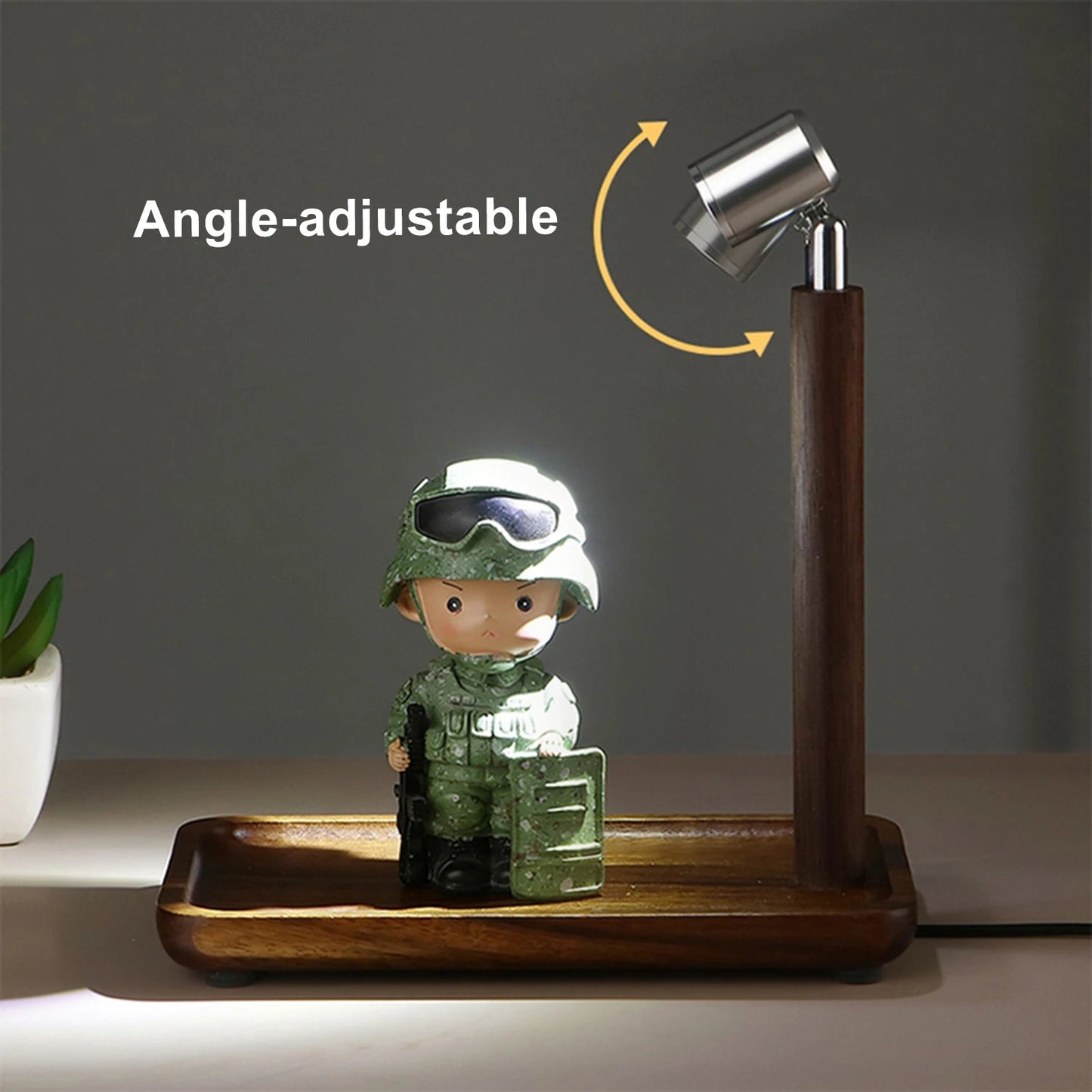 Wooden Table Lamp USB Powered Night Light Display Light LED Eye Protection Bedside Lamp Desktop Decorative Lights