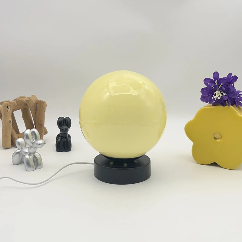 Glass Globe Table Lamp Modern Minimalist Dimmable Rechargeable Ambient Light for Living Room Study Bedroom Bedside Bar