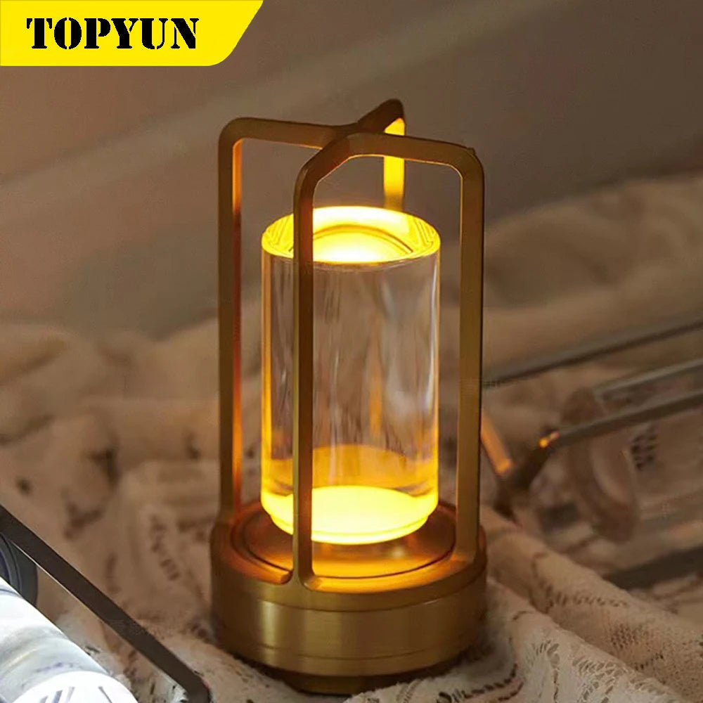 Table Lamp LED Crystal Desk Lamp Plastic Rechargeable Touch Night Light Bedroom Bedside Table Dining Room Decorative Light