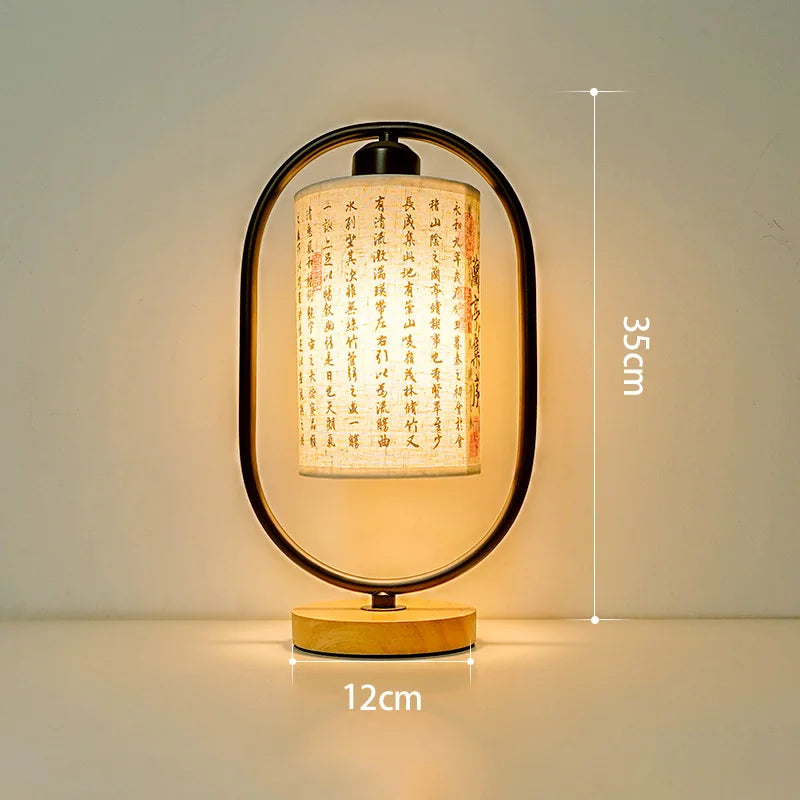 Nordic Desk Lamp Bedroom Simple Personality Creative New Chinese Fabric Bedside Lamp Retro Night Lamp Solid Wood Atmosphere Lamp