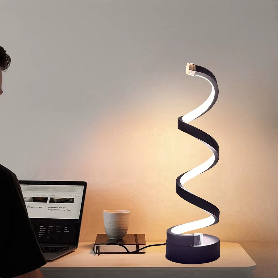 1Pcs Bedroom Bedside Lamp - 3-Way Dimmable Touch Light USB Power Supply, Modern Simple Dimmable Spiral Bedside Lamp